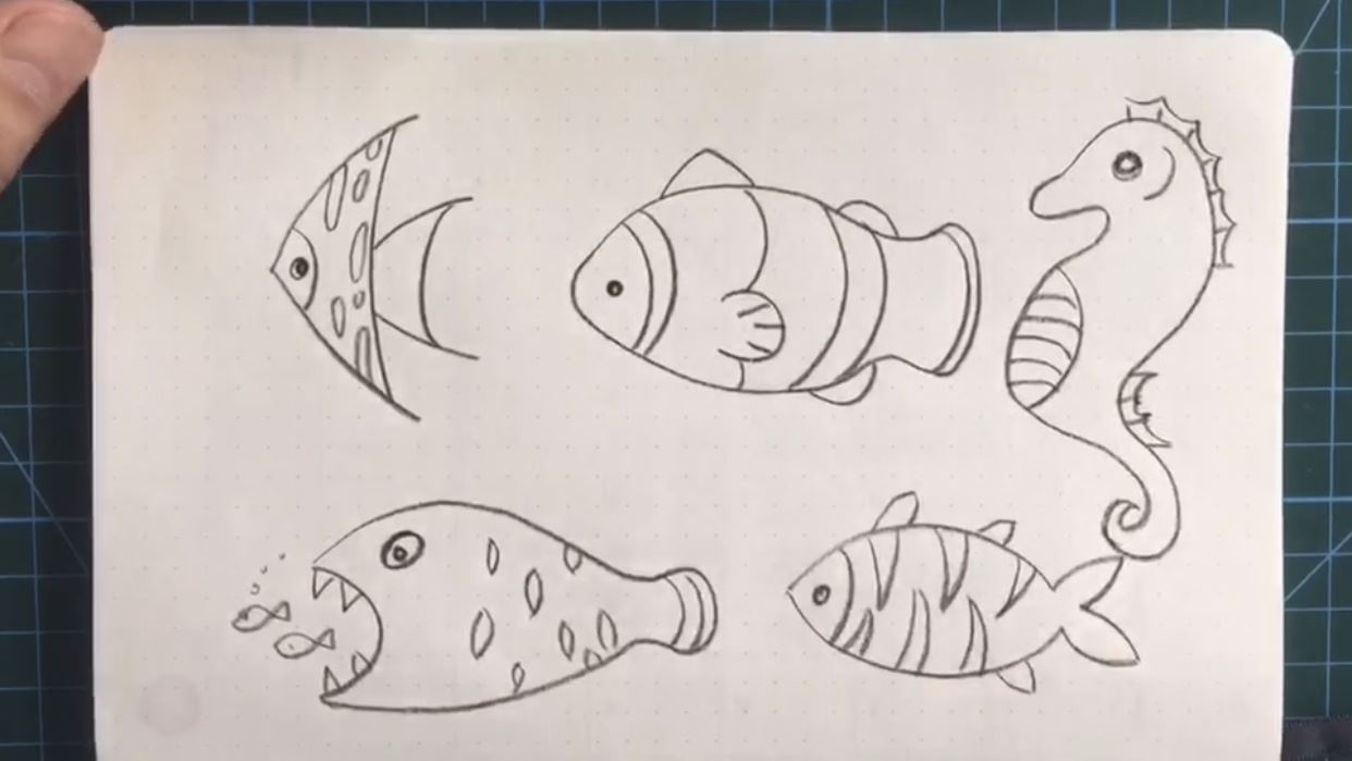 儿童绘画简笔画深海鱼的画法一步一步教