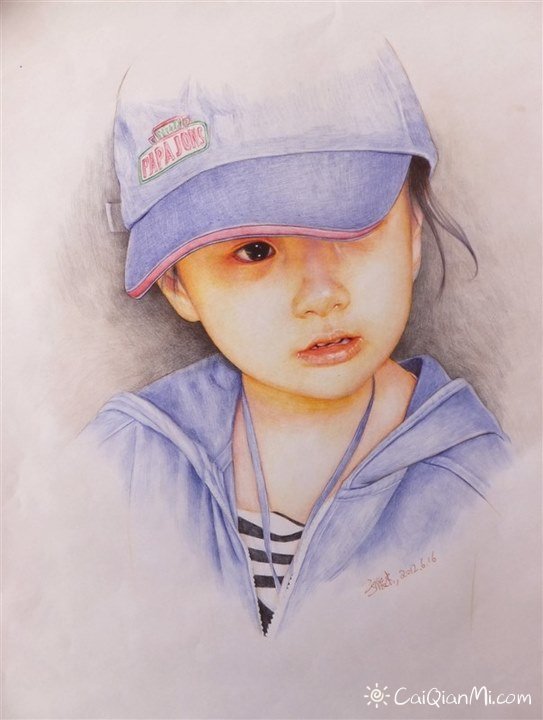 可爱小女孩彩铅人物画作品