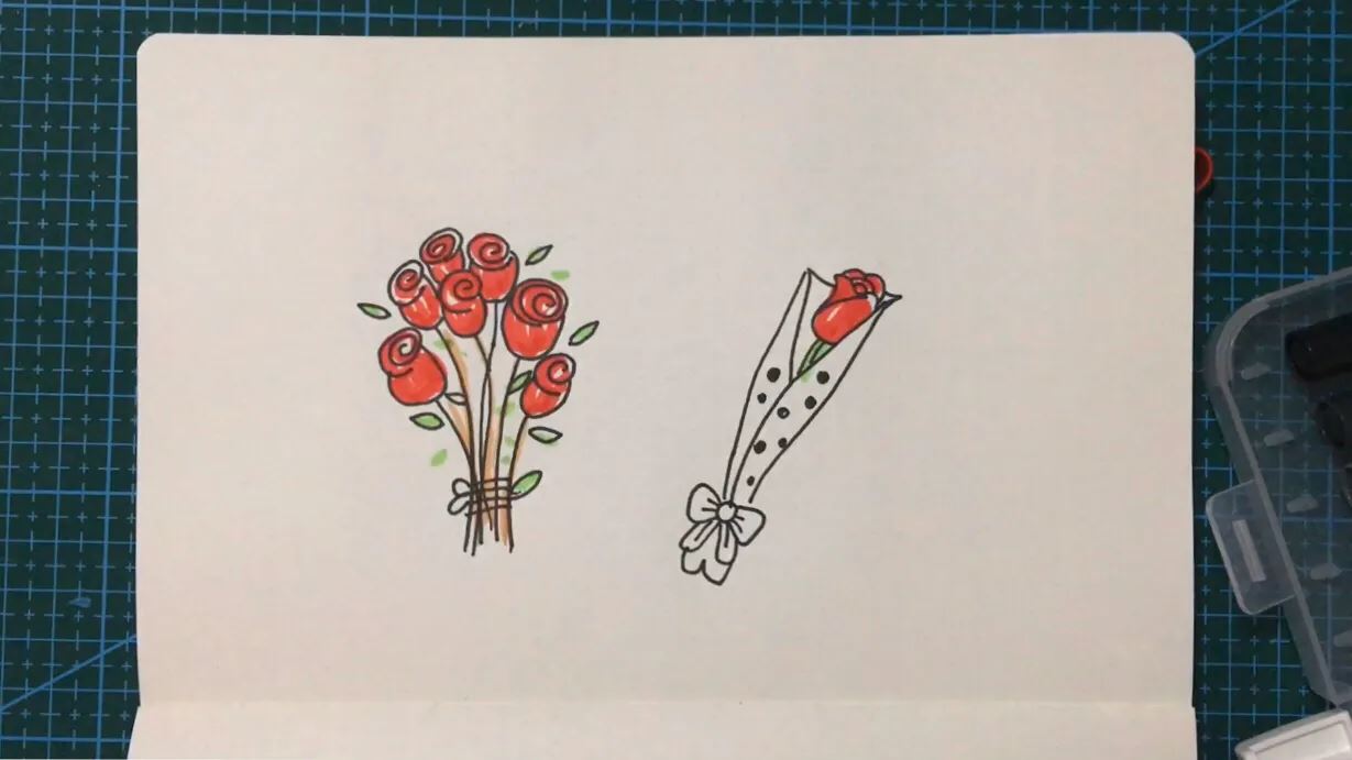 简笔画玫瑰花的画法，记得收藏哦