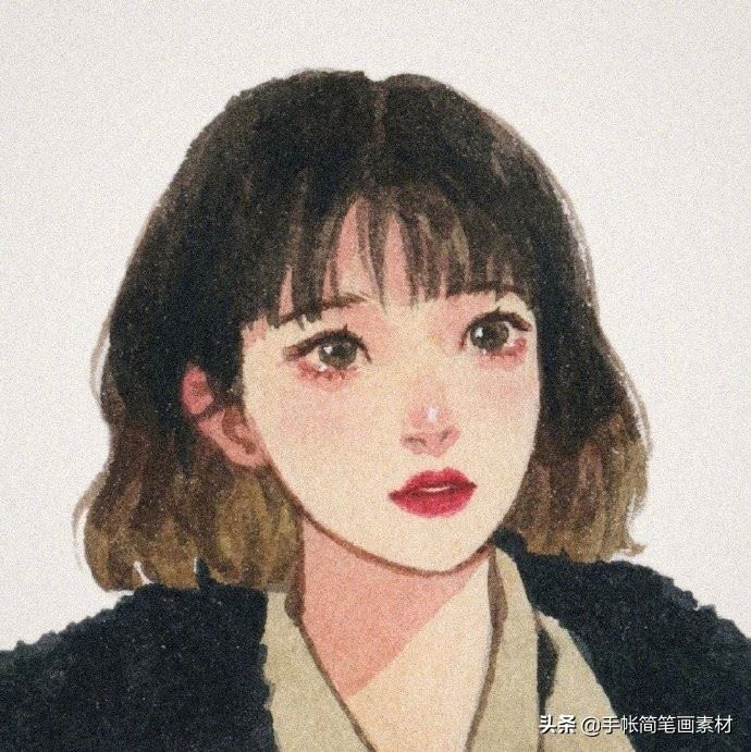 水彩女生插画头像