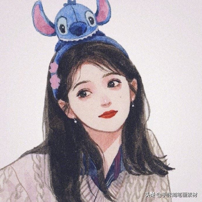 水彩女生插画头像