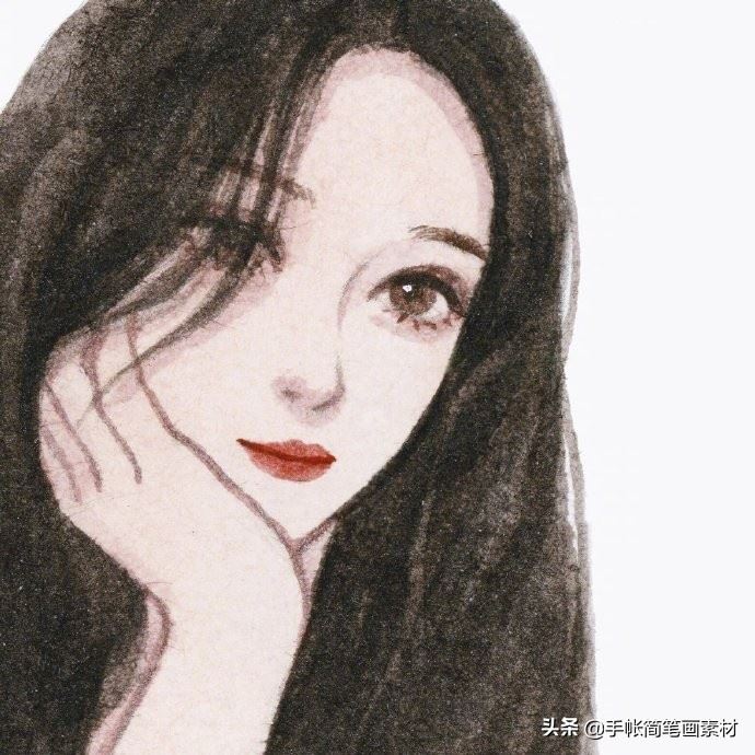 水彩女生插画头像