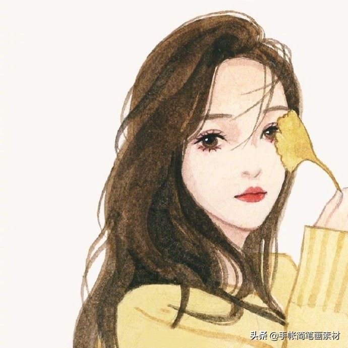 水彩女生插画头像