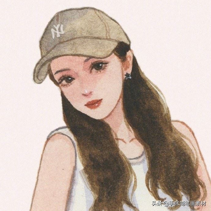 水彩女生插画头像