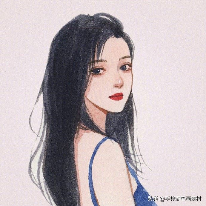 水彩女生插画头像