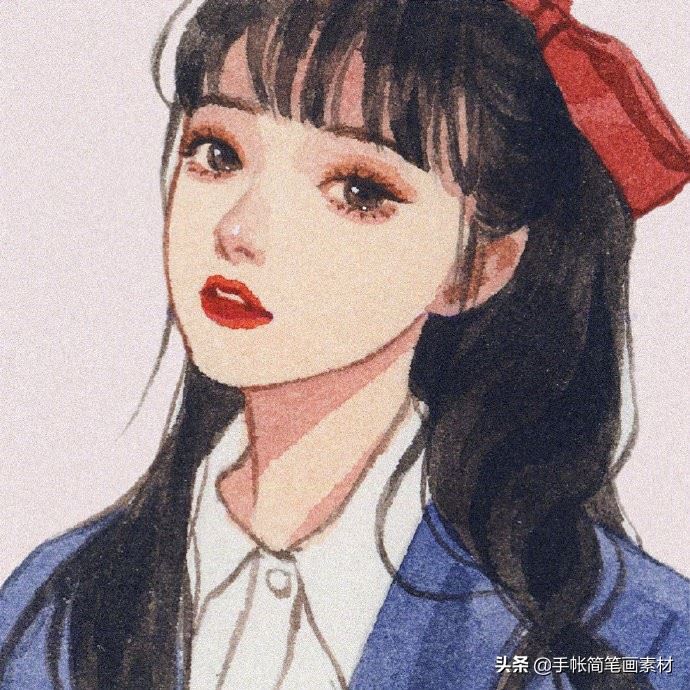 水彩女生插画头像