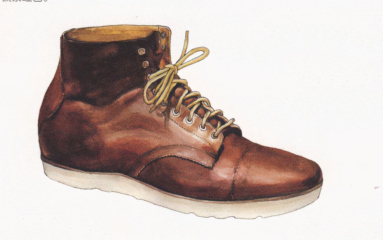水彩画高邦皮鞋的详细画法和上色步骤，喜欢想学画的同学福利来了