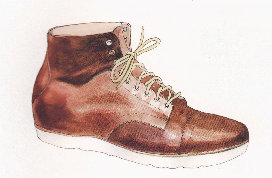 水彩画高邦皮鞋的详细画法和上色步骤，喜欢想学画的同学福利来了